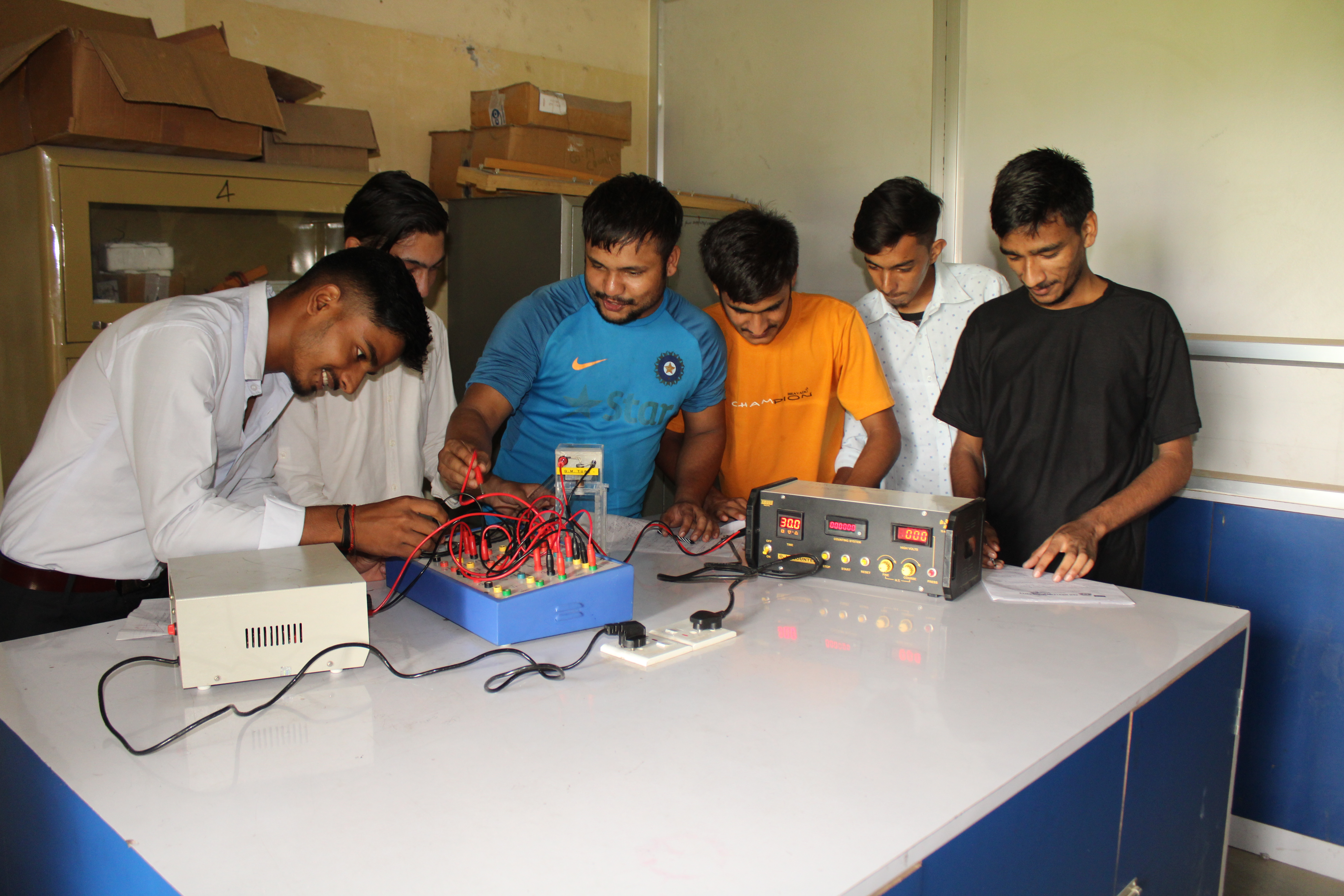 Students at work in Physics Laboratory 